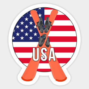 Cool Ski Flag of USA Sticker